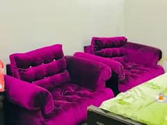 7 Seater Velvet Cushion Purple Sofa