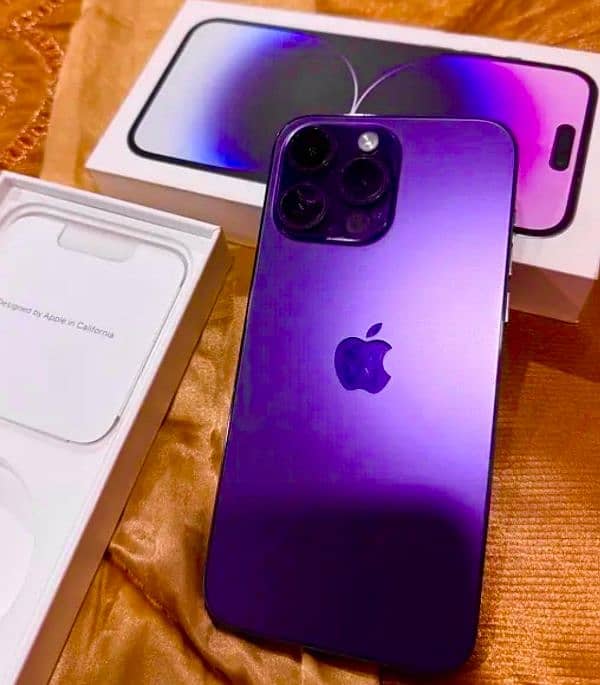 NEW BRAND NEW IPHONE 14 PRO MAX DEEP PURPLE 100% BATTERY WITH WARRANTY 0