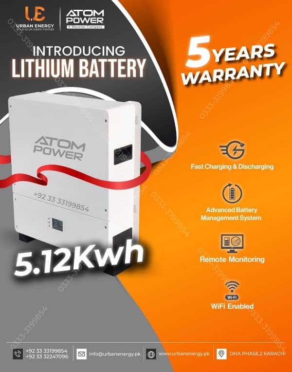 48V 100 Ah Atom lithium battery 0