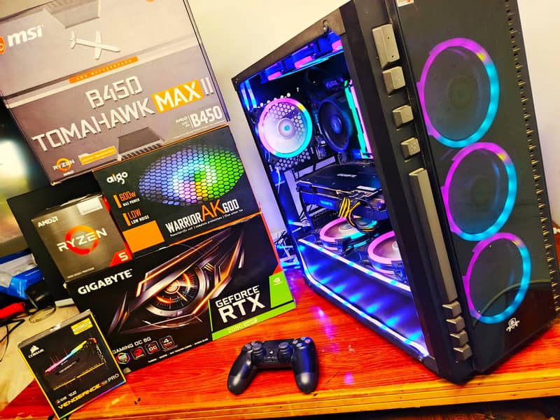 HIGH-END GAMING PC WITH MONITOR/RYZEN 5600G/RTX 2080SUPER/512GBSSD 2