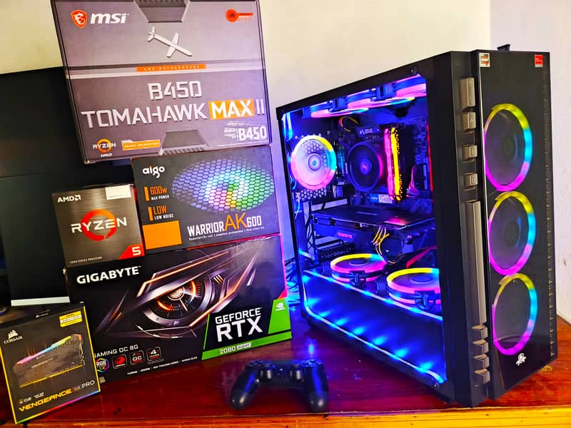 HIGH-END GAMING PC WITH MONITOR/RYZEN 5600G/RTX 2080SUPER/512GBSSD 7