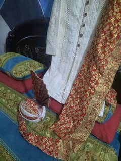 sherwani kulla and side shawl