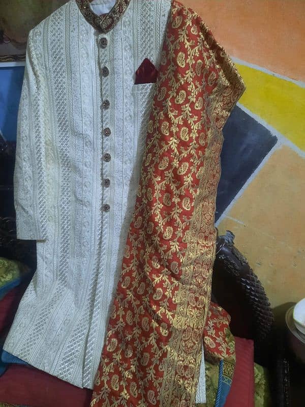 sherwani kulla and side shawl 3