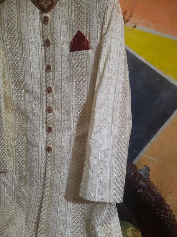 sherwani kulla and side shawl 4