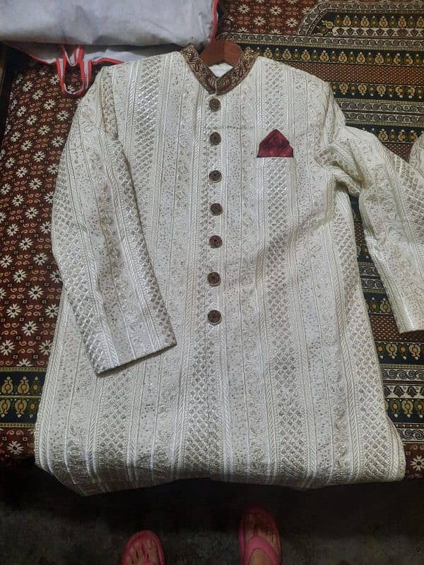 sherwani kulla and side shawl 8