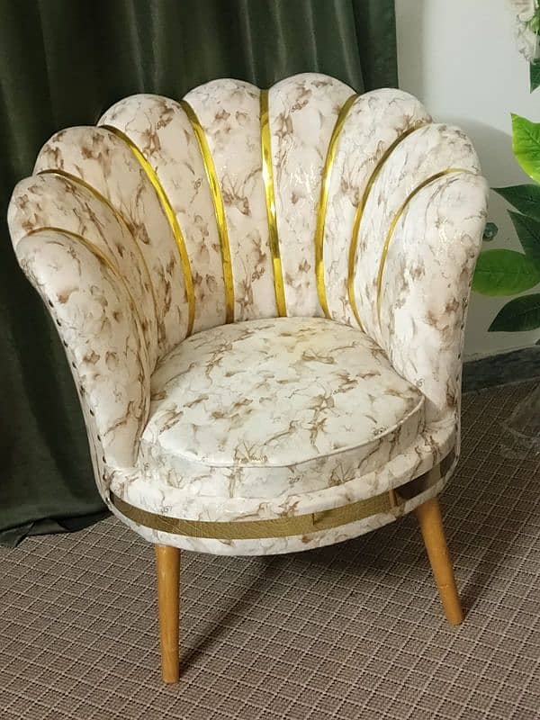 Coffee Chairs with Table Printed Velvet Fabric Skin Shade 0331-5507990 6