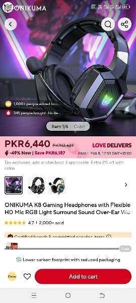 k8 onikuma headset brand new for sale. 5