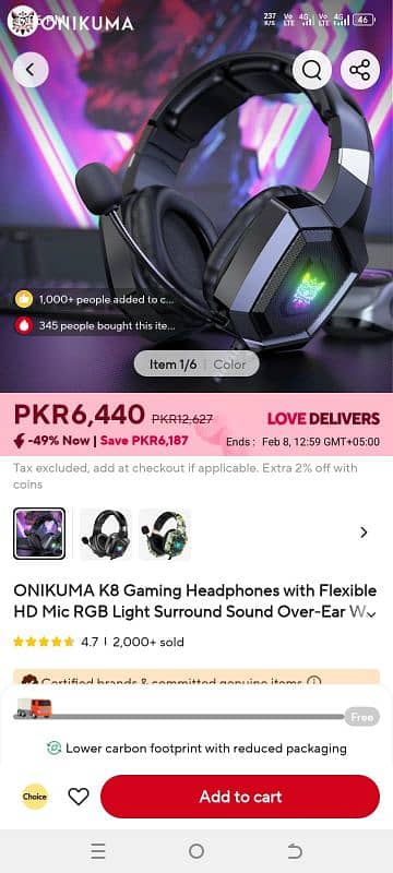 K8 onikuma headset for sale 1