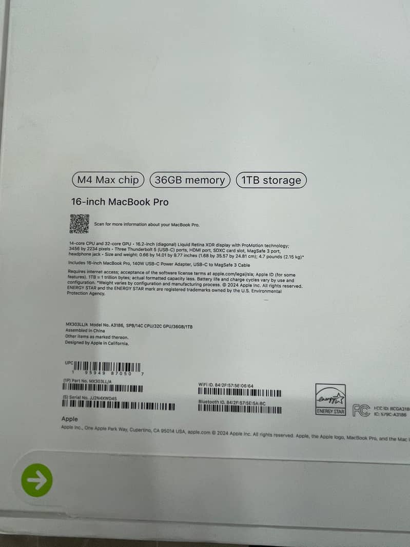 Apple MacBook Pro M4 Max Chip 16" 36/1Tb New 2