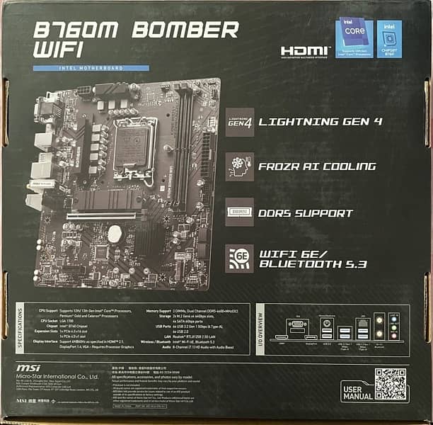 MSI B760M Bomber WIFI DDR5 Motherboard Brand New Box packed 1