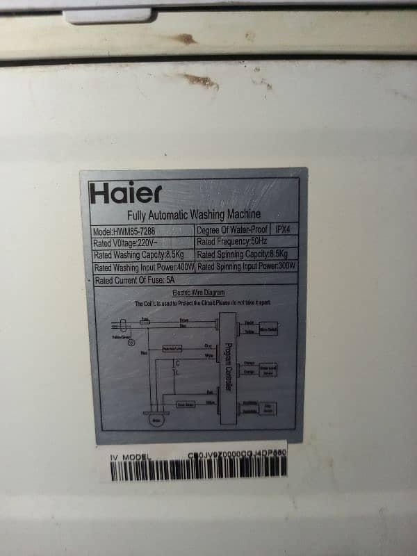 Haier Fully Automatic Washing Machine 8.5 KG 8