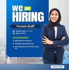 Female Cashier Required.