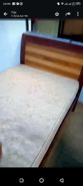 single bed wooden in good condition, slightly used foam under warranty 2