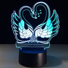 Swan Love Heart Illusion Lamp Romantic Glow, Elegant Design