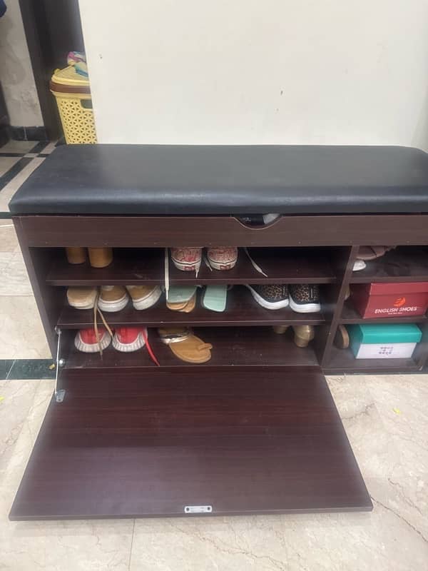 shoe storage rack with two seater seat 2