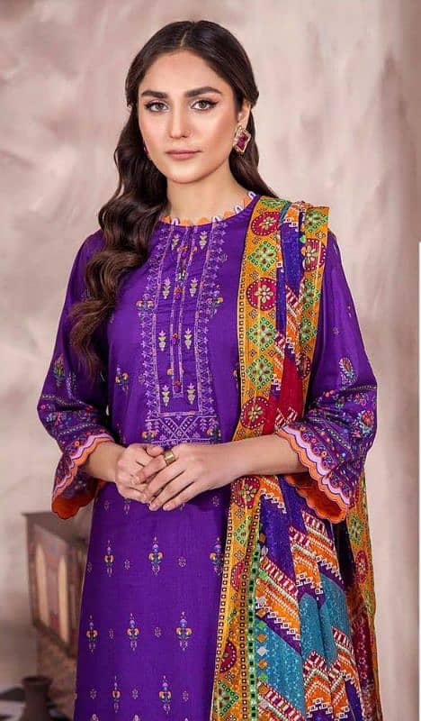 women's unstitched lawn embroidered suit 2