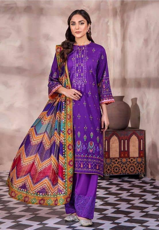 women's unstitched lawn embroidered suit 3