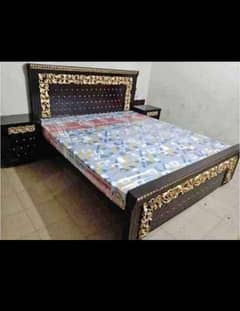 wooden double bed