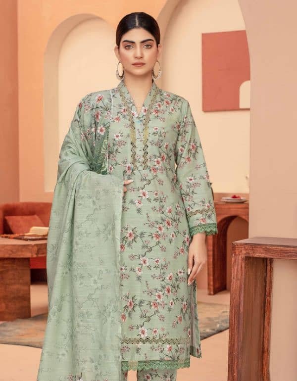 Unstitched khaddar 3 piece suit 2