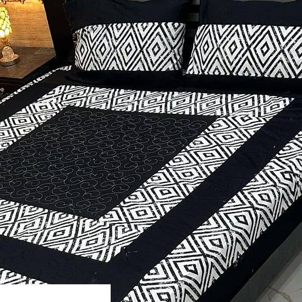 3 PCs Cotton Sotton Patchwork Double Bedsheet 0