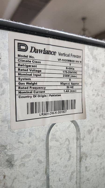 Dawlance 1035WB Glass Door Inverter Black Vertical Freezer 2