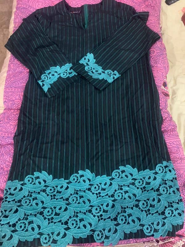 Silk shirt with cutwork embroidred lace on border and sleeves 0