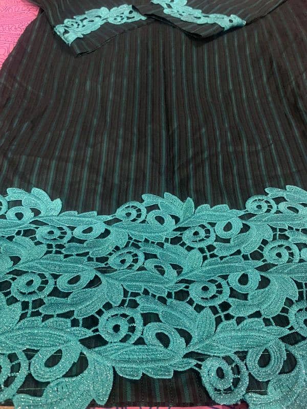 Silk shirt with cutwork embroidred lace on border and sleeves 1