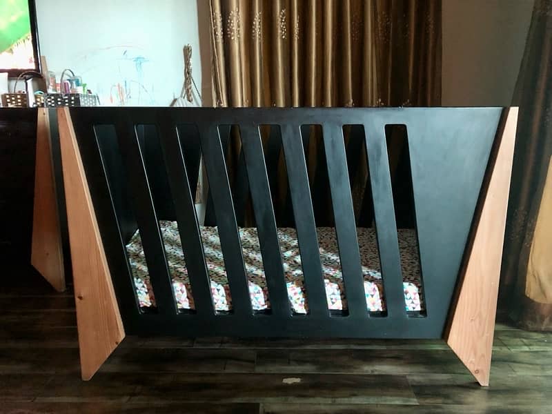 KiDSON cot BLACK Designer Baby Crib for kids up to age 5 2