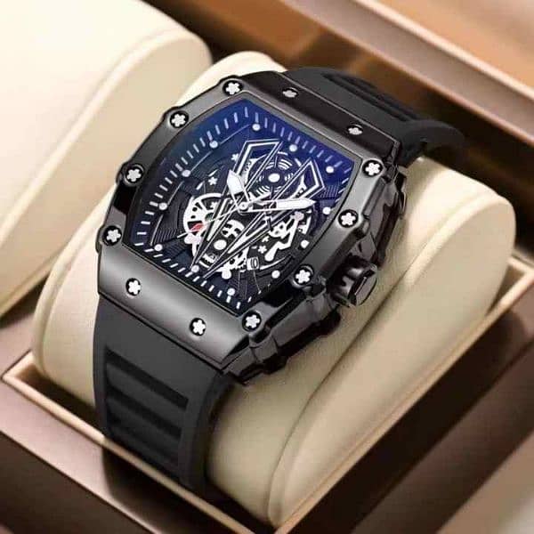 Form automatic Chronograph Black Watch for Men with Black Rubber Strap 1