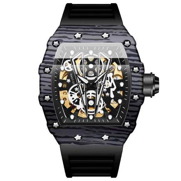 Form automatic Chronograph Black Watch for Men with Black Rubber Strap 4