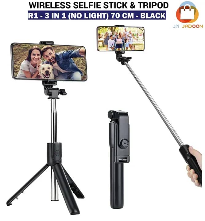 Best 4 in 1 Wireless Selfie Stick R1S Tripod with Bluetooth remote 2