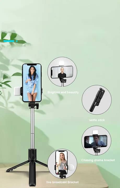 Best 4 in 1 Wireless Selfie Stick R1S Tripod with Bluetooth remote 4