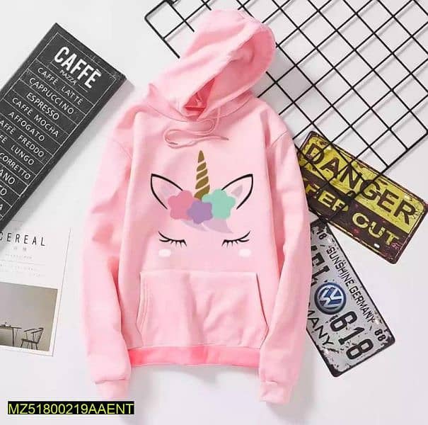 Women Stitchefd Fleece Printed Hoodie 1