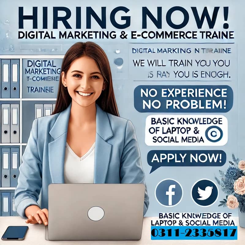 "Female Staff Required For : Digital Marketing :  We’ll Train" 0