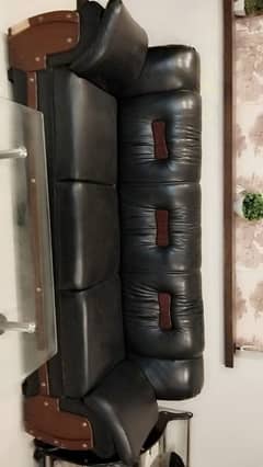 black leather sofa