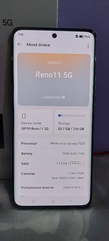 Oppo reno 11 5G full warranty just box open wave green color 12/256GB 4