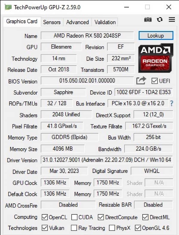 RX 580 sapphire graphic card 5