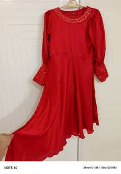 red silk frock