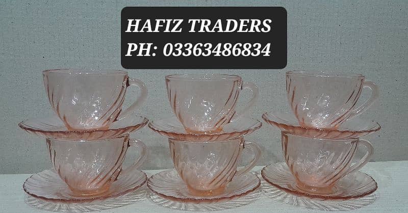 Jug Glass Set , Cup & Saucer Set , Fruit Bowl set ( made in france) 1