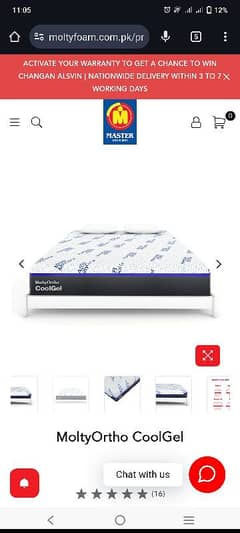 Molty Ortho Cool Gel mattress only 3 days used,