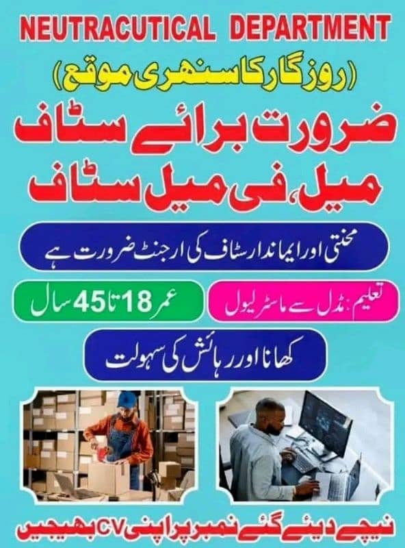 Male and female stuff required in Lahore. 03332957259 0