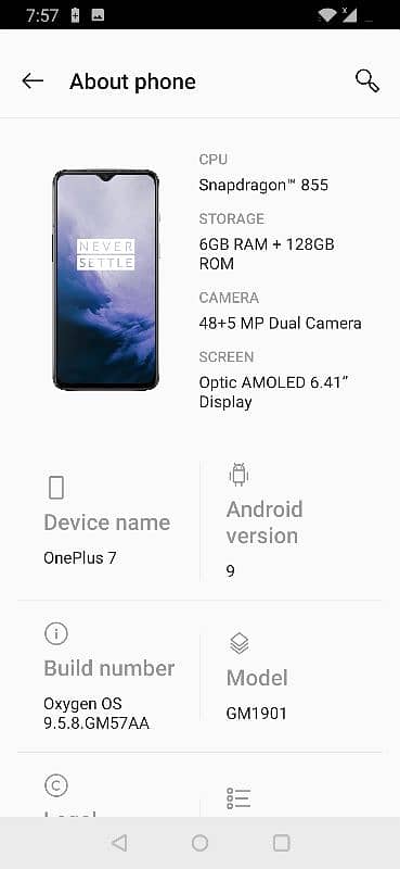 one plus 7 8/128 pta approved 0