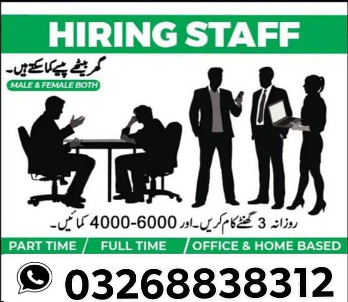 Male'Female and students required online work and ofiice base 0