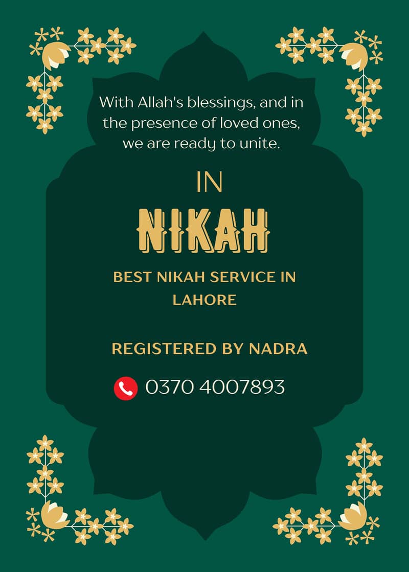 Nikah service In Lahore | Nikah Registrar | Nikah Khawan 0