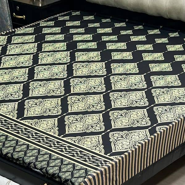 premium cotton printed double bed waterproof mattress cover 1pc 0