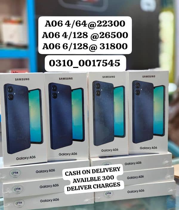 Samsung A06 64/128 All Stock Available in All 3 colours COD also avail 0