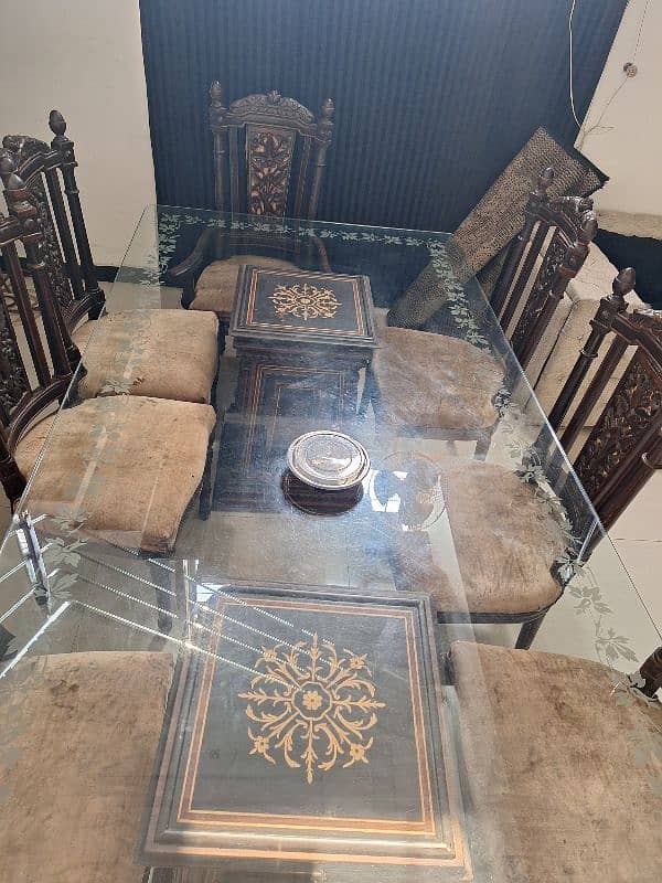 dinning table chinioti full size with glass top 8 chairs 0