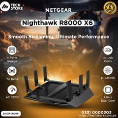 NETGEAR Gaming Router R8000 |Tri-Band | Nighthawk | AC3200 (With Box)