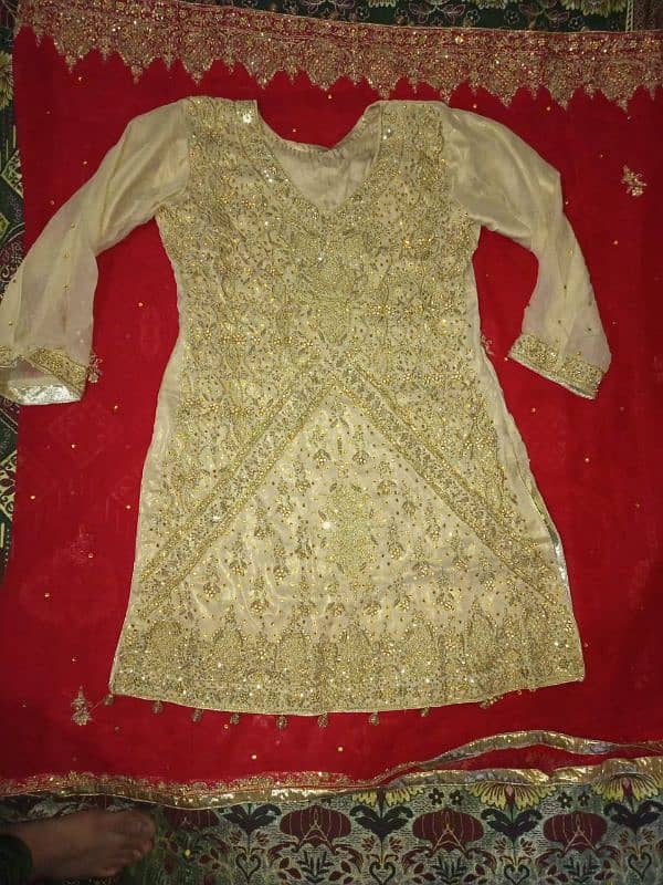 Bridals lehnga beautiful golden work on front shirt 0