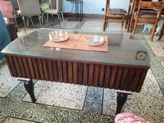 Wooden Central table with mirror